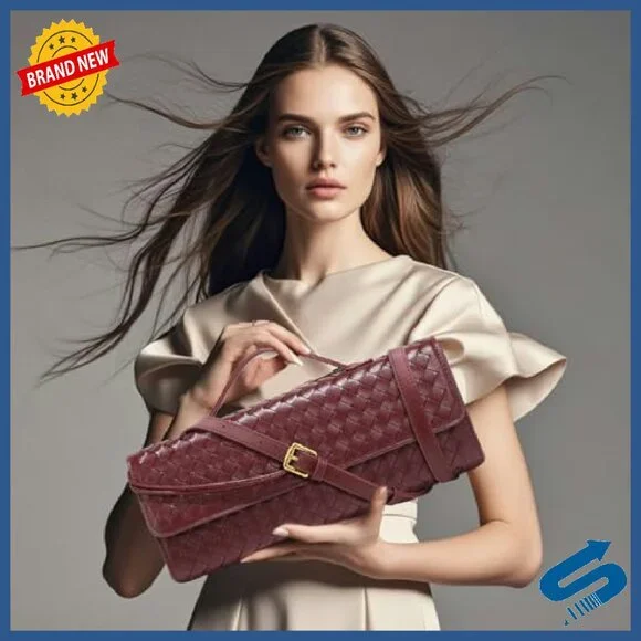 Vegan Leather Evening Clutch with Adjustable Strap, 12.2 Crossbody Bag